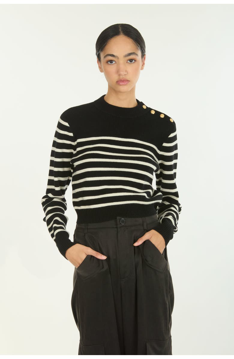 SECRET MISSION Nell Knit, Alternate, color, Black And Crème Stripe