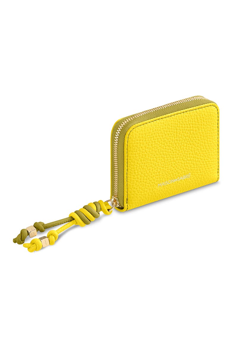 Small Leather Zipped Wallet, Alternate, color, Daisy Martini