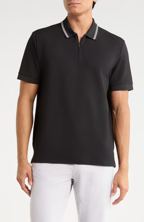 Textured Quarter Zip Knit Polo