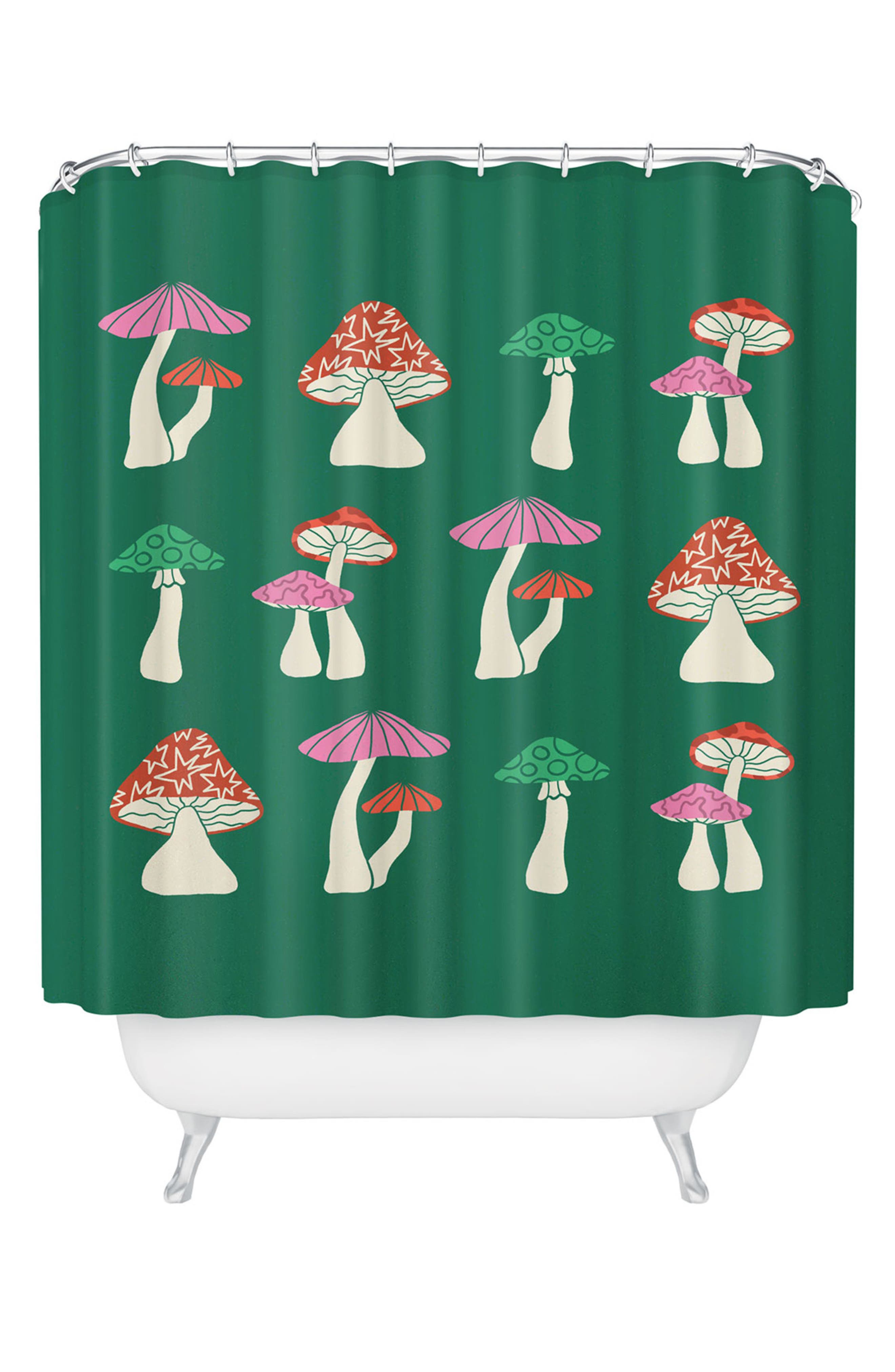 Deny Designs Festive Mushrooms Shower Curtain