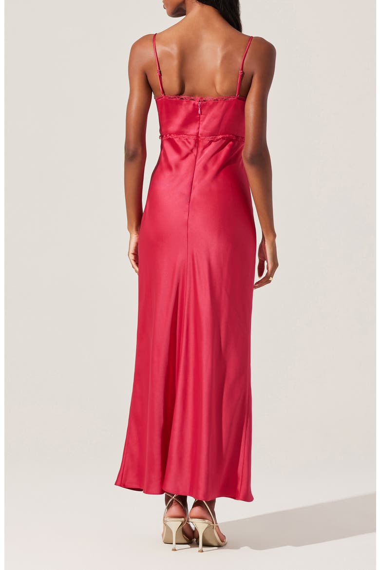 Florianne Lace Trim Satin Slipdress, Alternate, color, BERRY