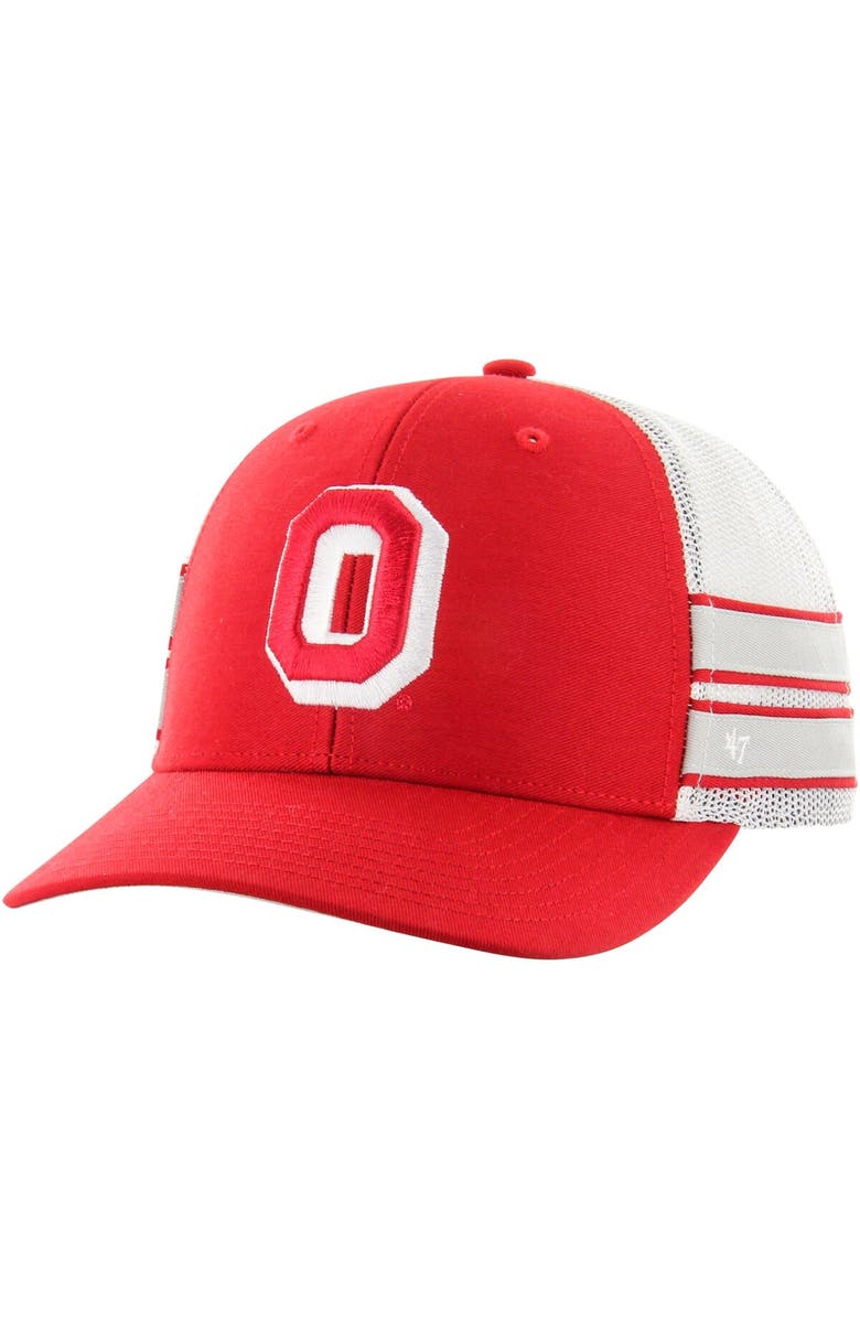 '47 Men's '47 Scarlet Ohio State Buckeyes Straight Eight Adjustable Trucker Hat, Main, color, Scarlet