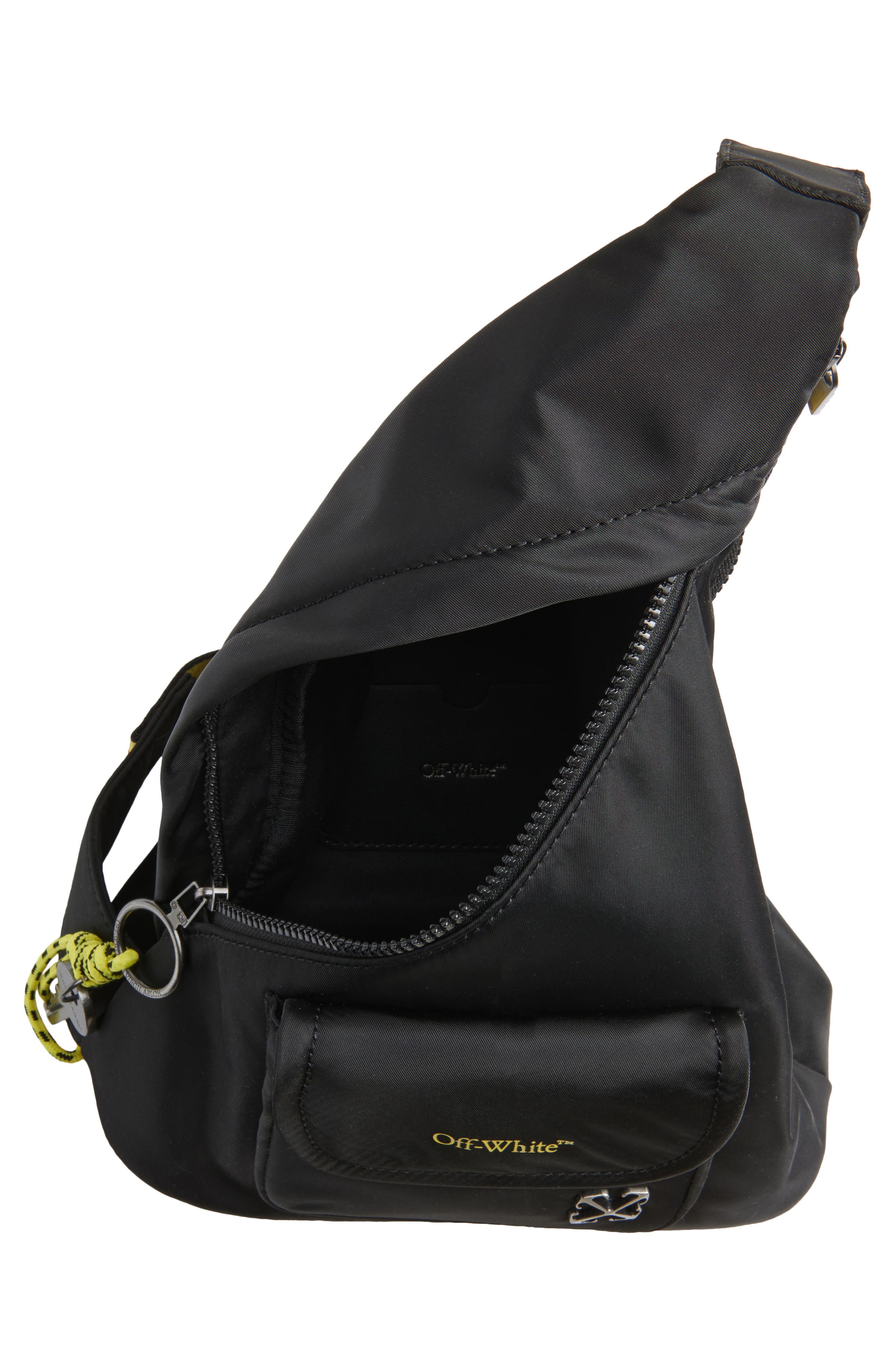 Off-White Asymmetric Sling Bag, Alternate, color, Black