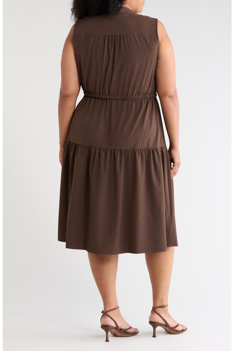 Drawstring A-Line Midi Dress, Alternate, color, COFFEE