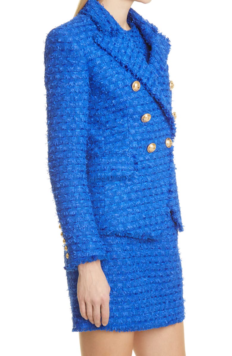 Balmain Cotton Blend Tweed Jacket, Alternate, color,