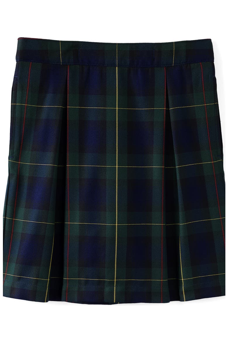 Girls Plaid Pleated Skort Top of Knee, Main, color, Plaid Hunter/Classic Navy