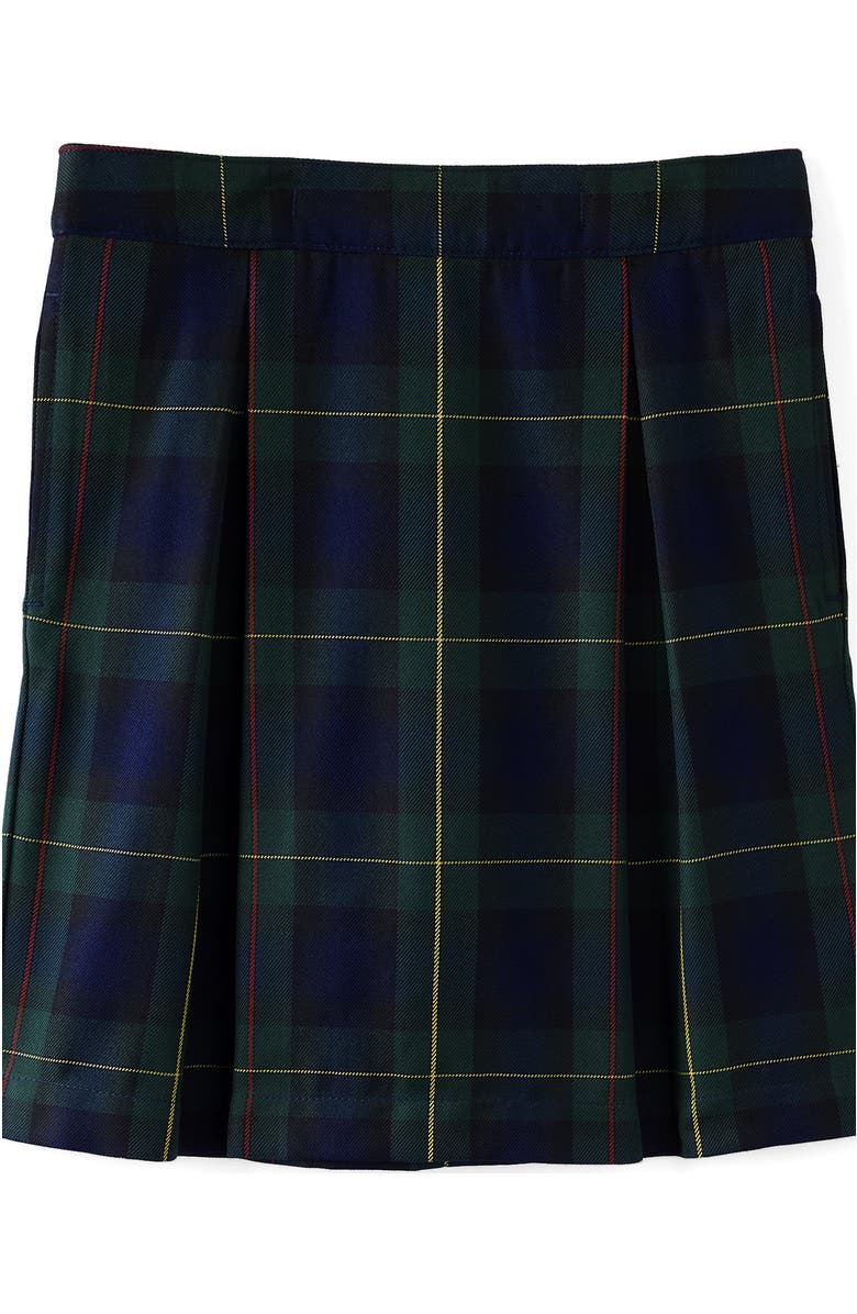 Lands' End Girls Plaid Pleated Skort Top of Knee, Main, color, Plaid Hunter/Classic Navy