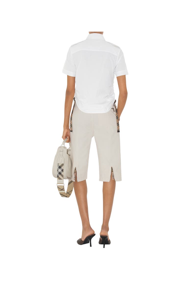 Burberry Check Trim Cotton Shirt, Alternate, color, Optic White