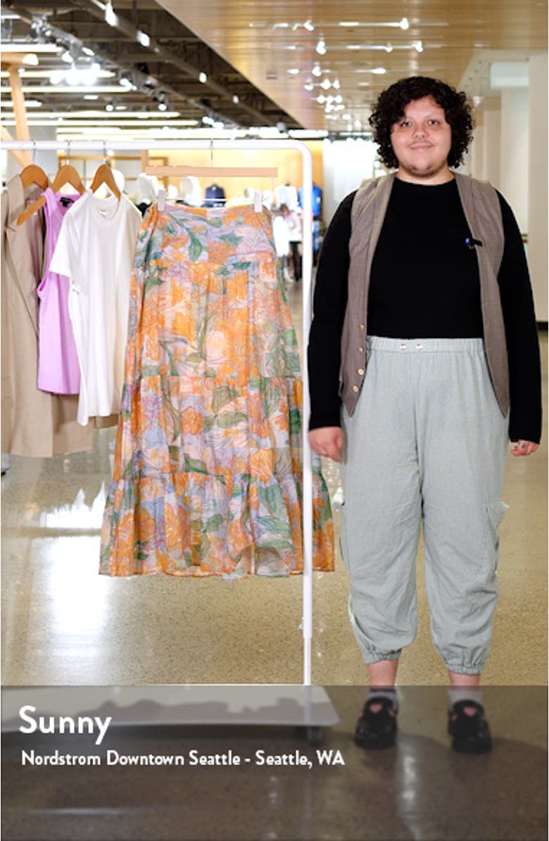 Agatha Floral Tiered Cotton Maxi Skirt, sales video thumbnail