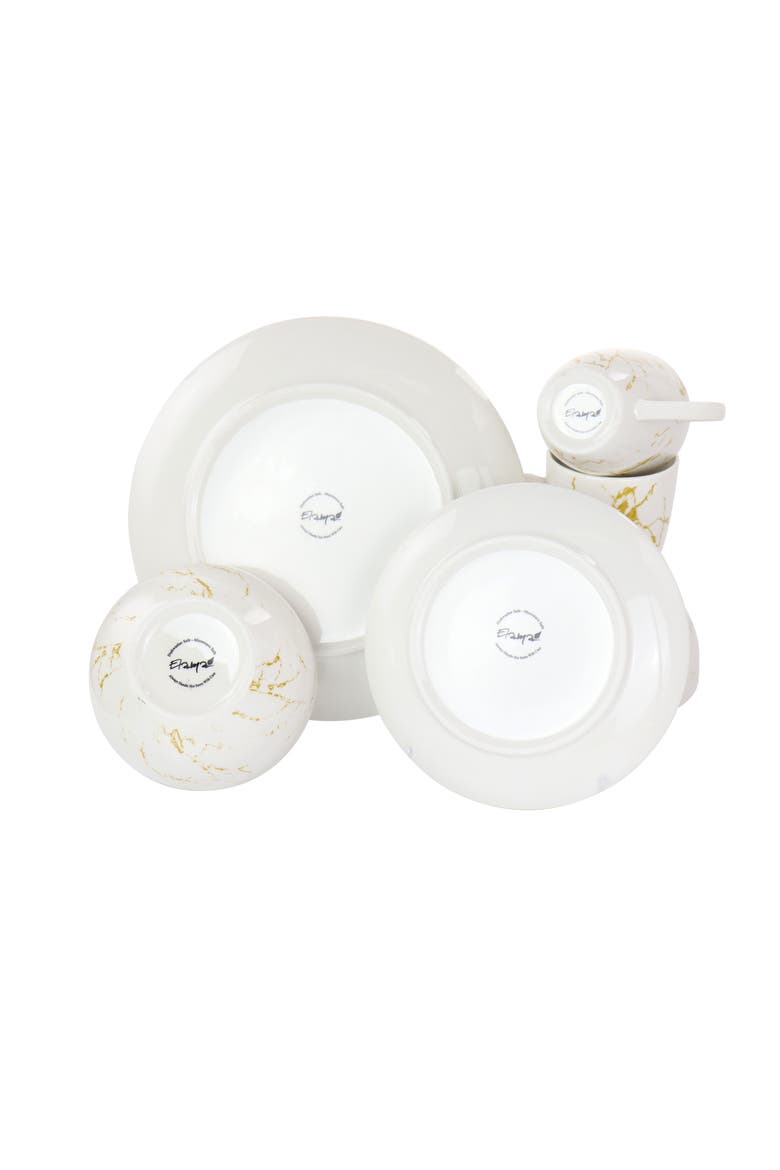 Fine Marble 16 Piece Stoneware Dinnerware Set, Alternate, color, White