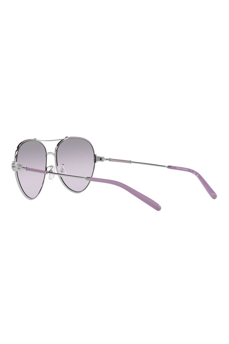 58mm Gradient Mirrored Pilot Sunglasses, Alternate, color, VIOLET