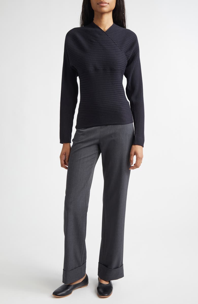 Paloma Wool Polenta Extrafine Merino Wool Rib Sweater, Alternate, color, Dark Grey