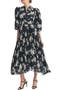Floral Print Pleated Midi Dress