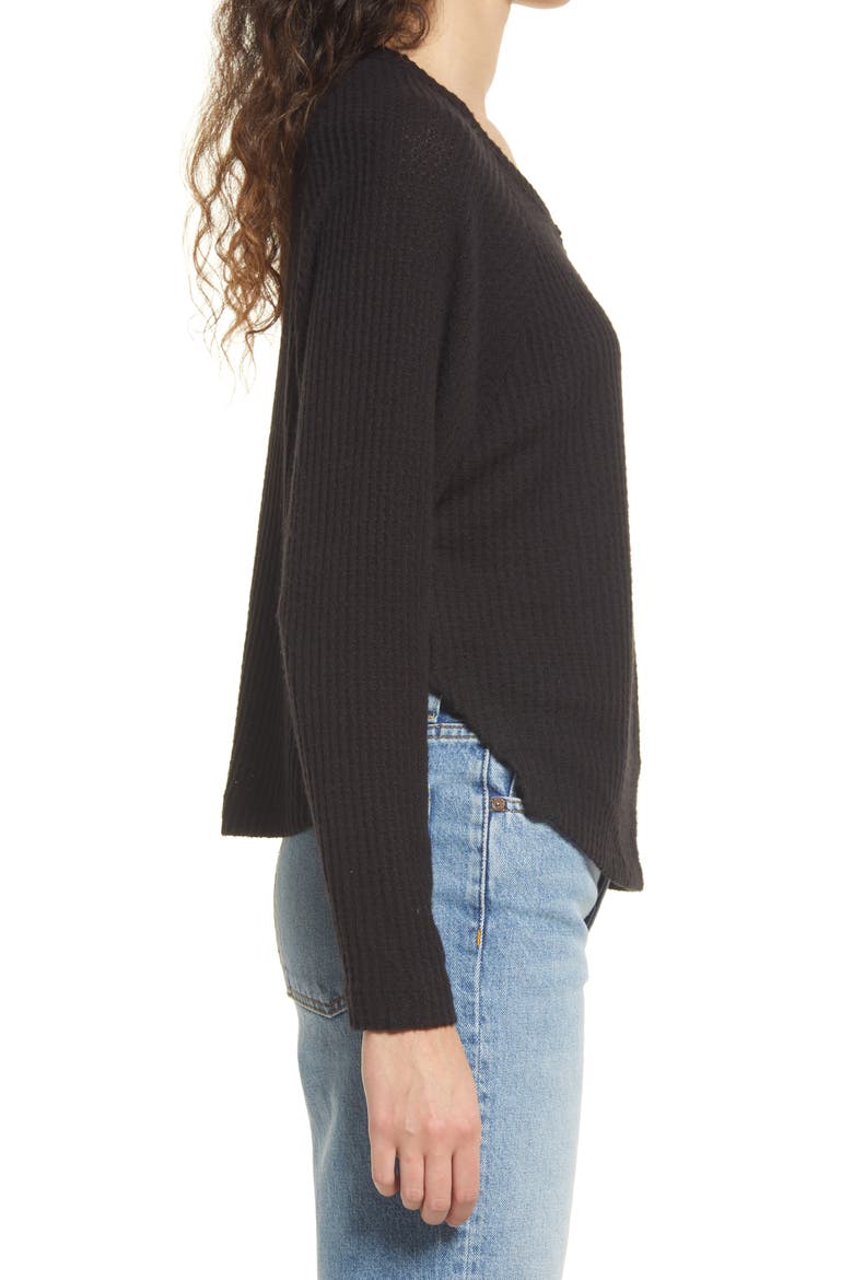 Women's Oversize Snap Front Henley Top, Alternate, color, BLACK