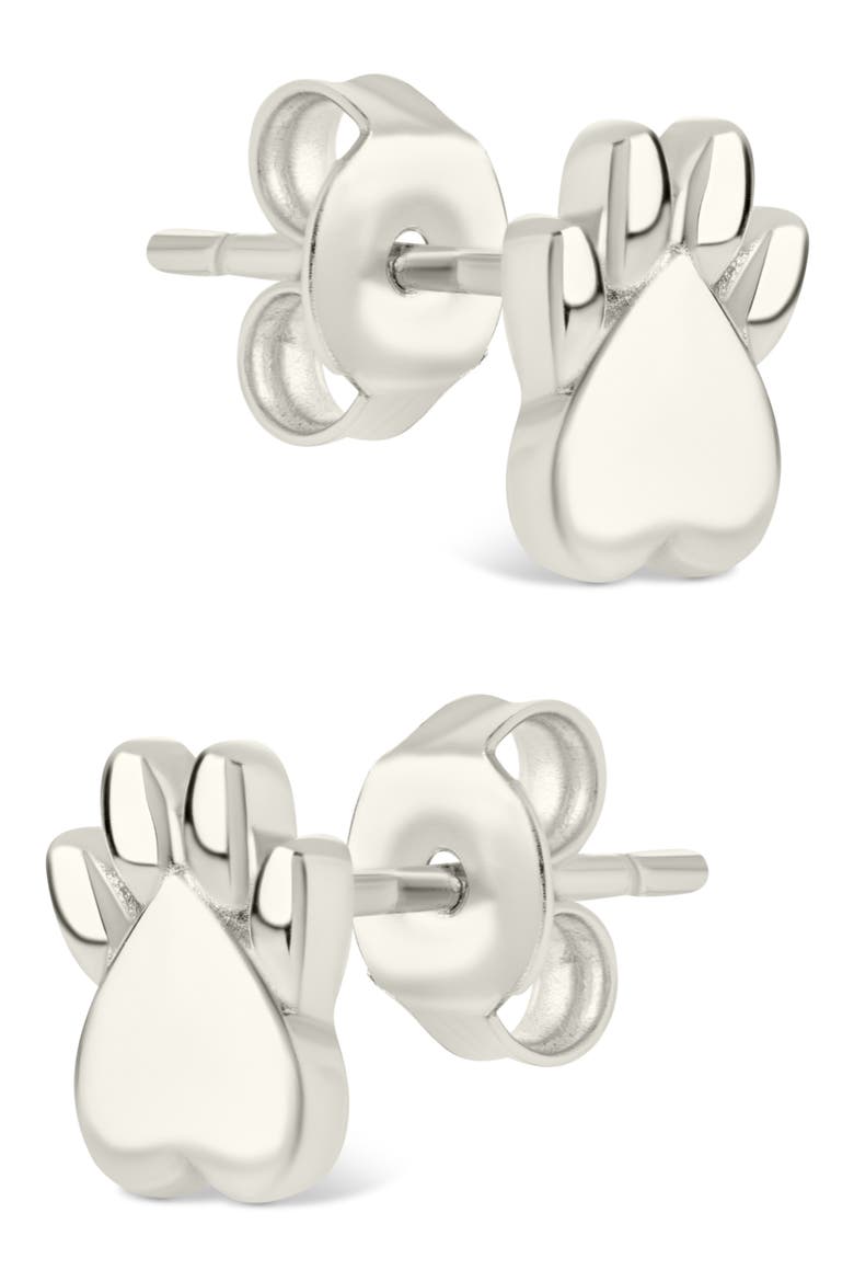 Paw Print Stud Earrings, Alternate, color, SILVER