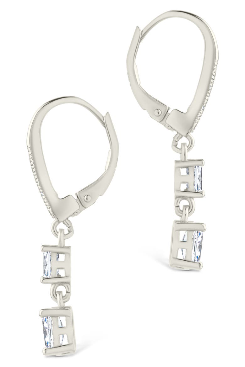 Liesel Cubic Zirconia Drop Lever Back Earrings, Alternate, color, SILVER