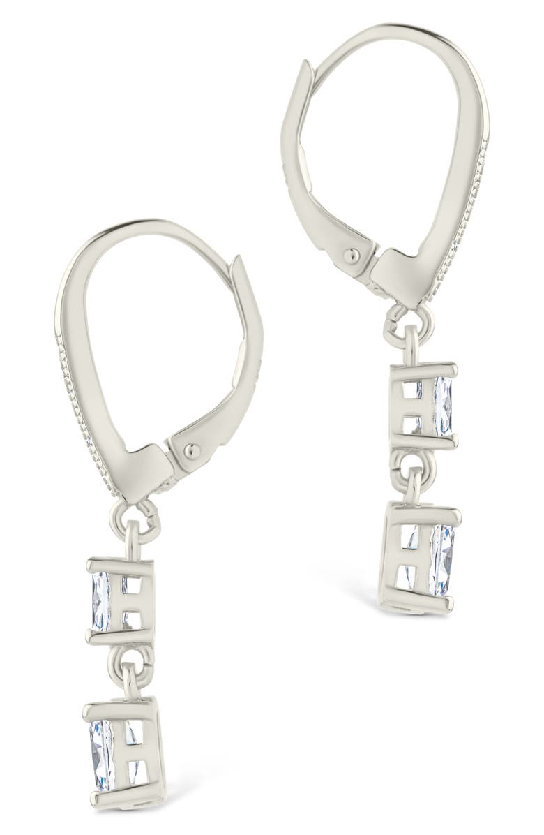 Sterling Forever Liesel Cubic Zirconia Drop Lever Back Earrings, Alternate, color, Silver