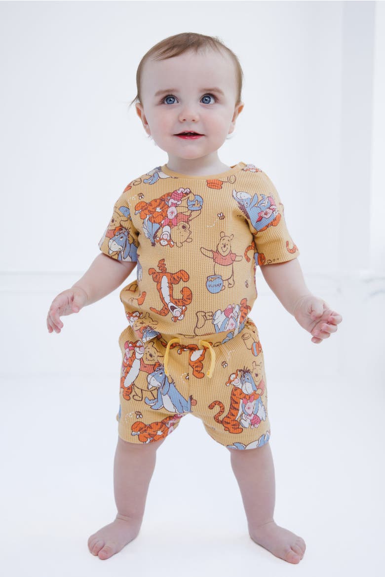 Winnie the Pooh Waffle T-Shirt & Shorts Set, Alternate, color, Khaki