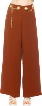 Alexia Admor Cassie Grommet High Waist Wide Leg Pants