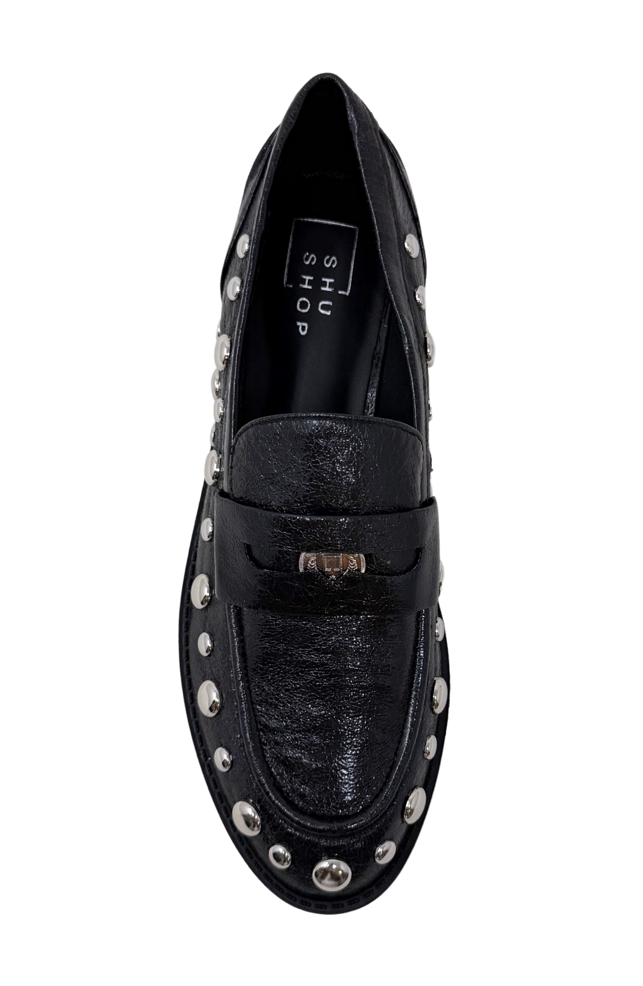 SHUSHOP Trisha Penny Loafer, Alternate, color, Charcoal