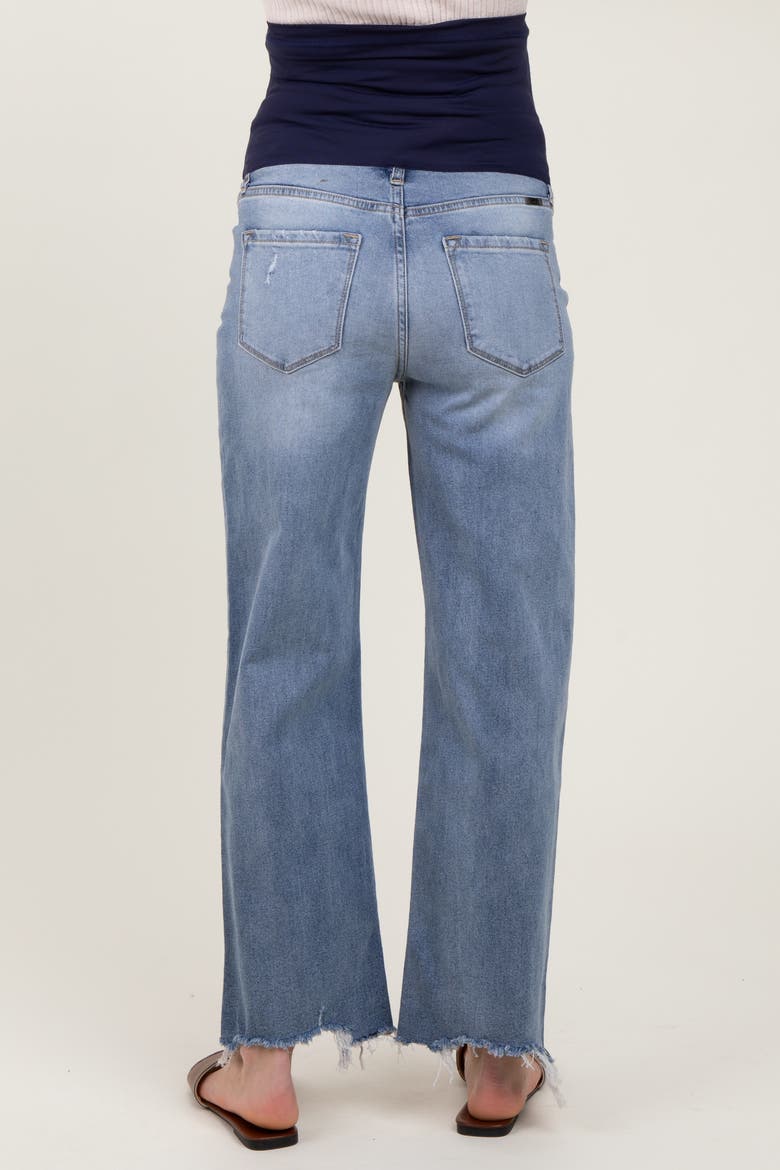 Fringe Hem Maternity Wide Leg Jeans, Alternate, color, Light Blue