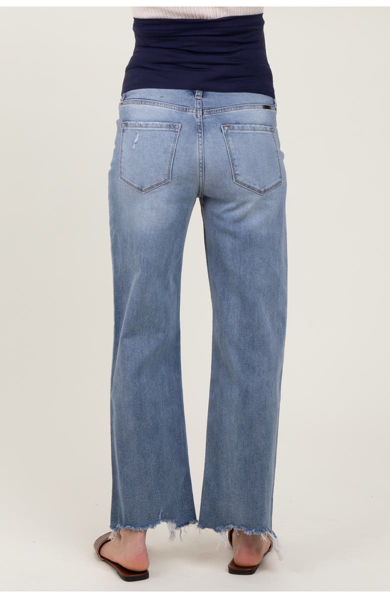 PinkBlush Fringe Hem Maternity Wide Leg Jeans, Alternate, color, Light Blue