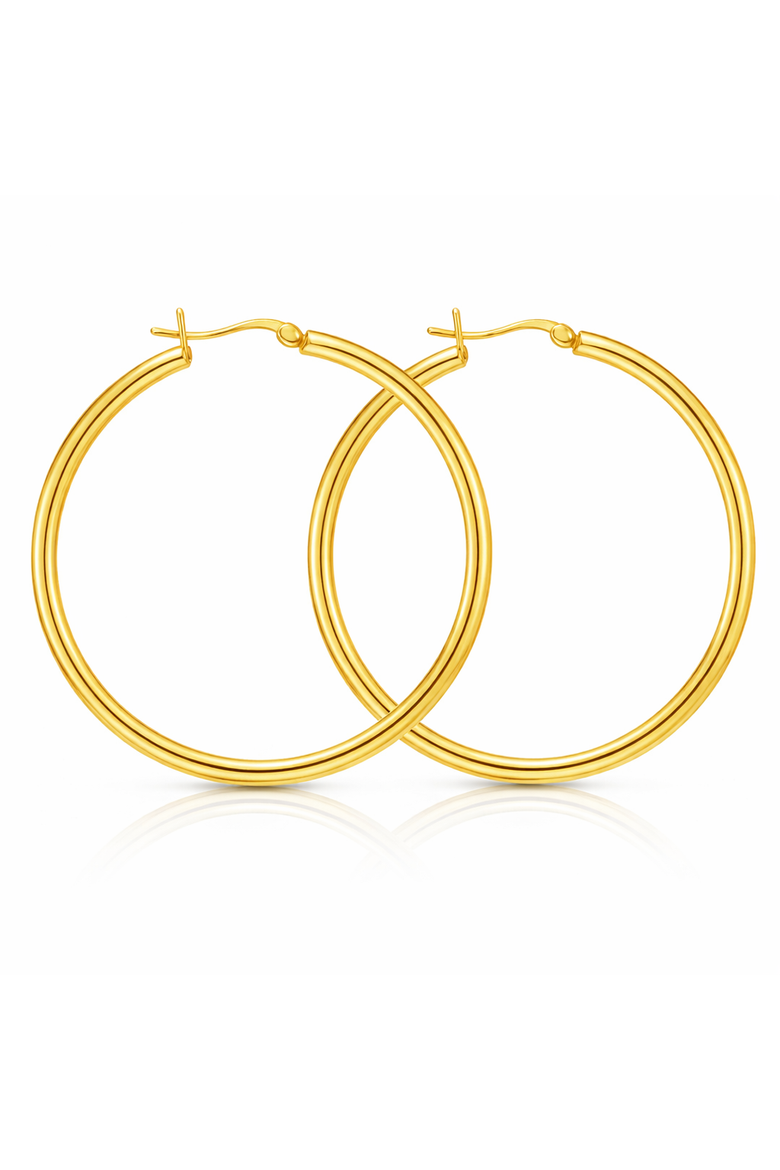 Gold-Tone Sterling Silver Large Hoops, Main, color, Gold