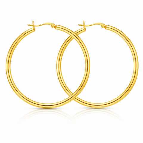 Gold-Tone Sterling Silver Large Hoops