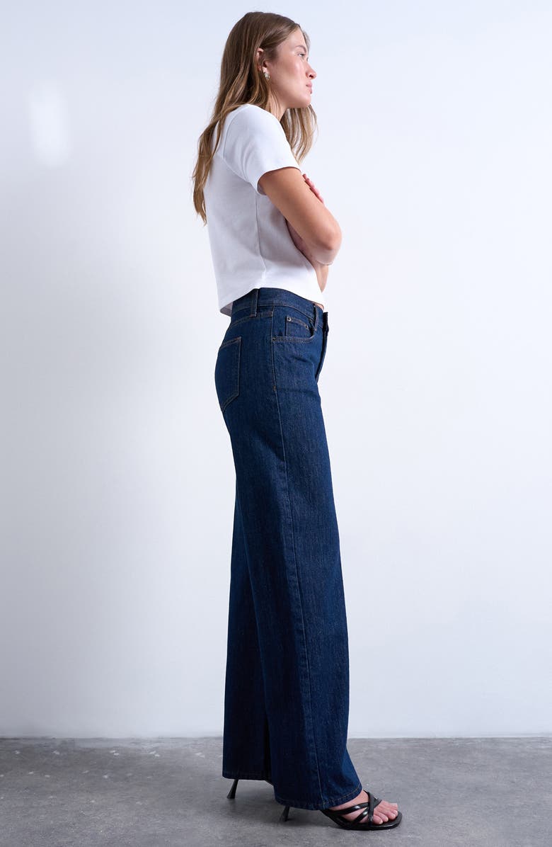 Topshop Low Rise Straight Leg Jeans, Alternate, color, Medium Blue