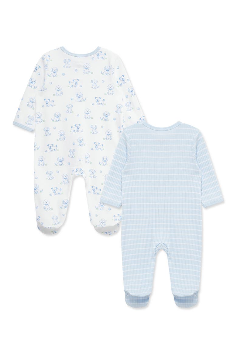 Playful Puppy 2-Pack Organic Cotton Footies, Alternate, color, BLUE