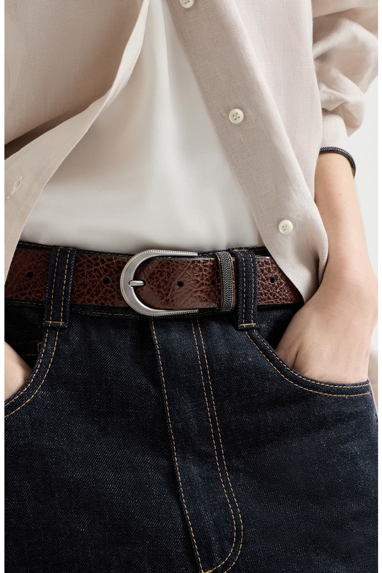 Calfskin belt, Alternate, color, Brown