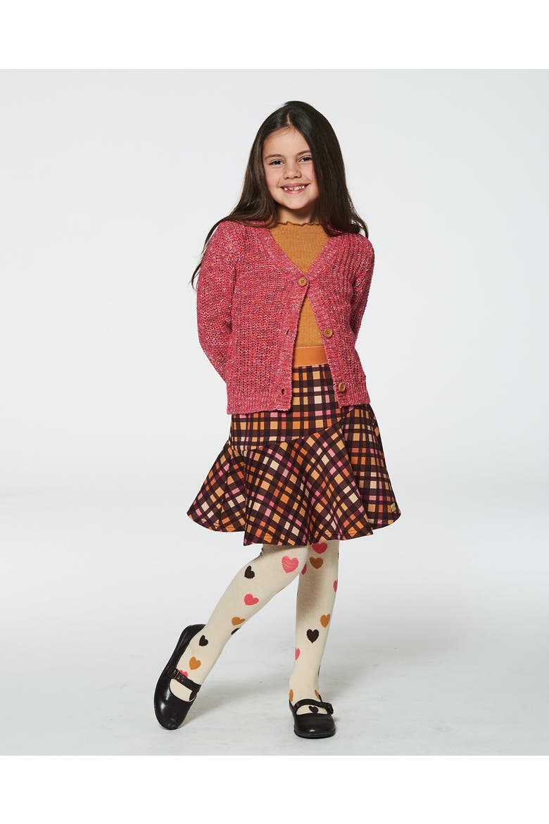 Little Girl's Milano Skirt Plaid Magenta And Brown, Alternate, color, Pink & Brown Plaid