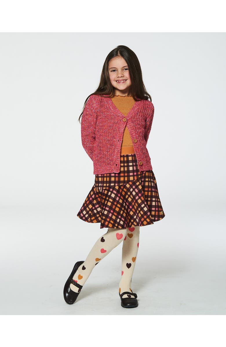 Deux par Deux Girl's Milano Skirt Plaid Magenta And Brown, Alternate, color,
