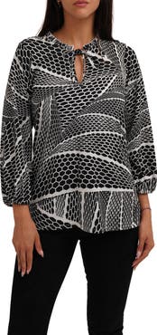 SUNNY LEIGH Printed Mesh Long Sleeve Top