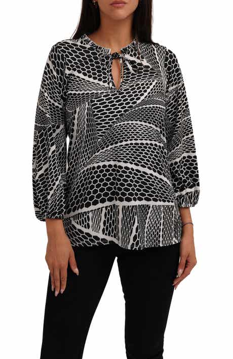 SUNNY LEIGH Printed Mesh Long Sleeve Top