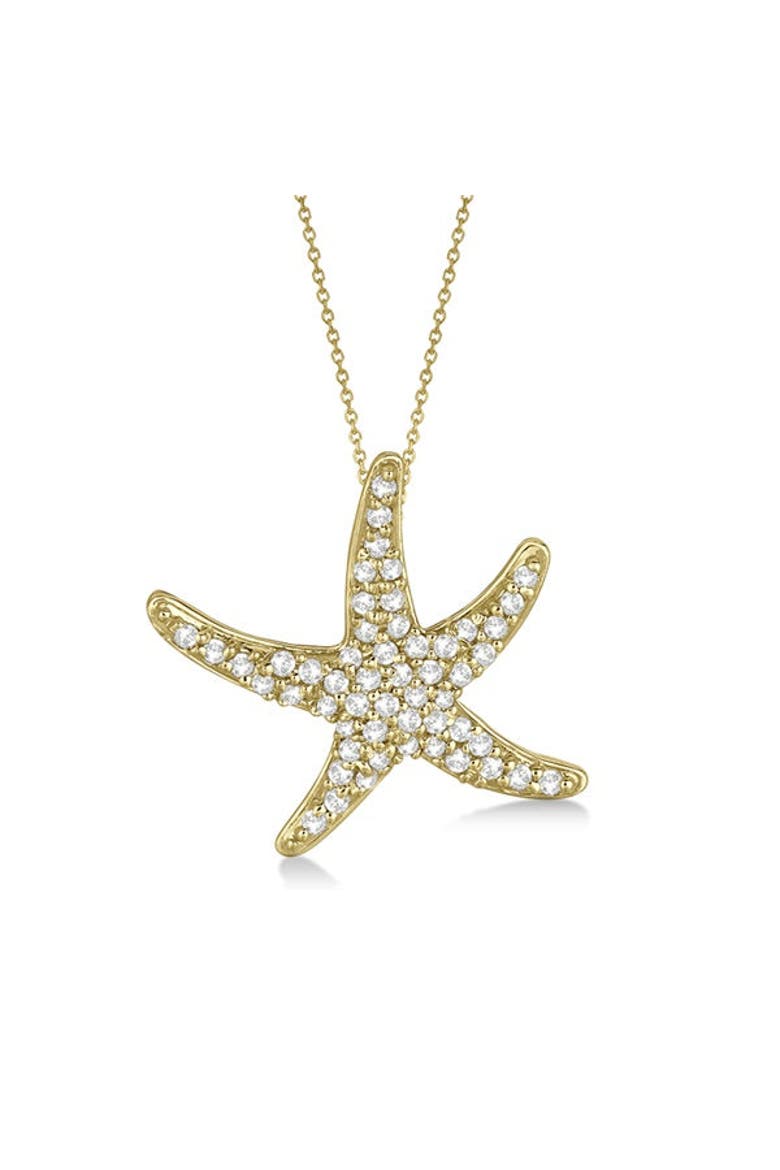 Natural Diamond Starfish Pendant Necklace 14k, Alternate, color, Yellow Gold