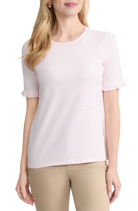 Ruffle Elbow Sleeve T-Shirt (Regular & Petite)