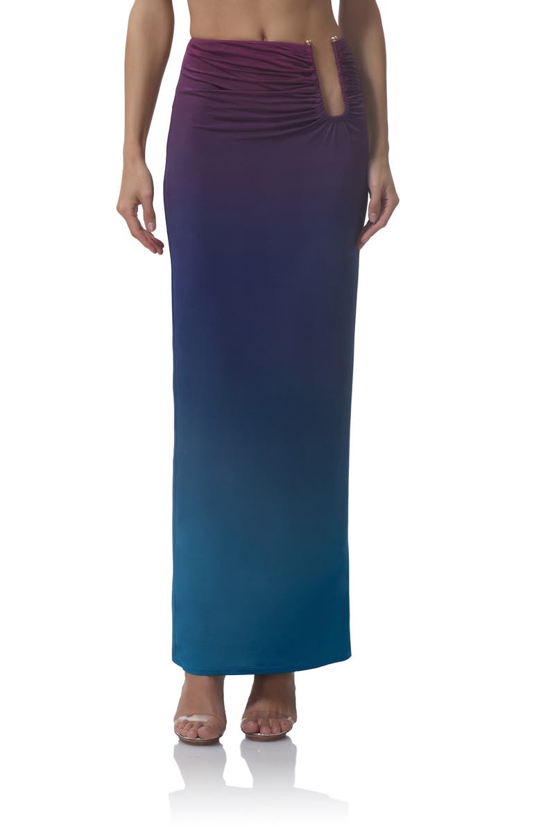 AFRM Aven Ombré Maxi Skirt, Main, color, Midnight Ombre