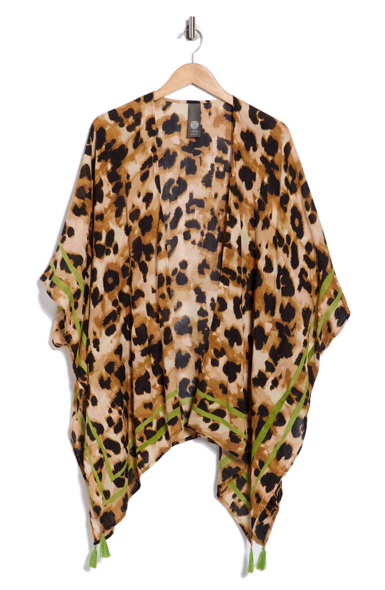 Vince Camuto Leopard Print Crinkle Topper, Main, color, Citron