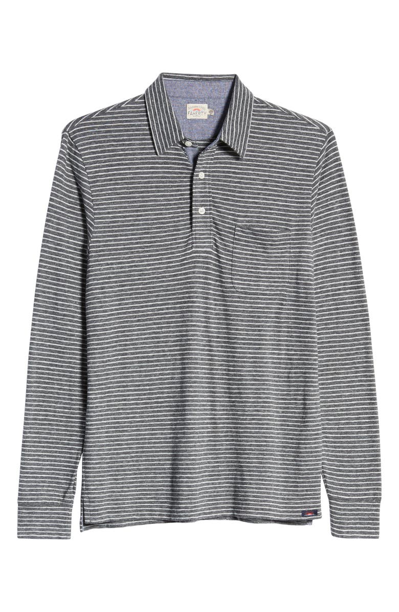  Faherty Luxe Regular Fit Stripe Long Sleeve Polo Shirt, Alternate, color, 