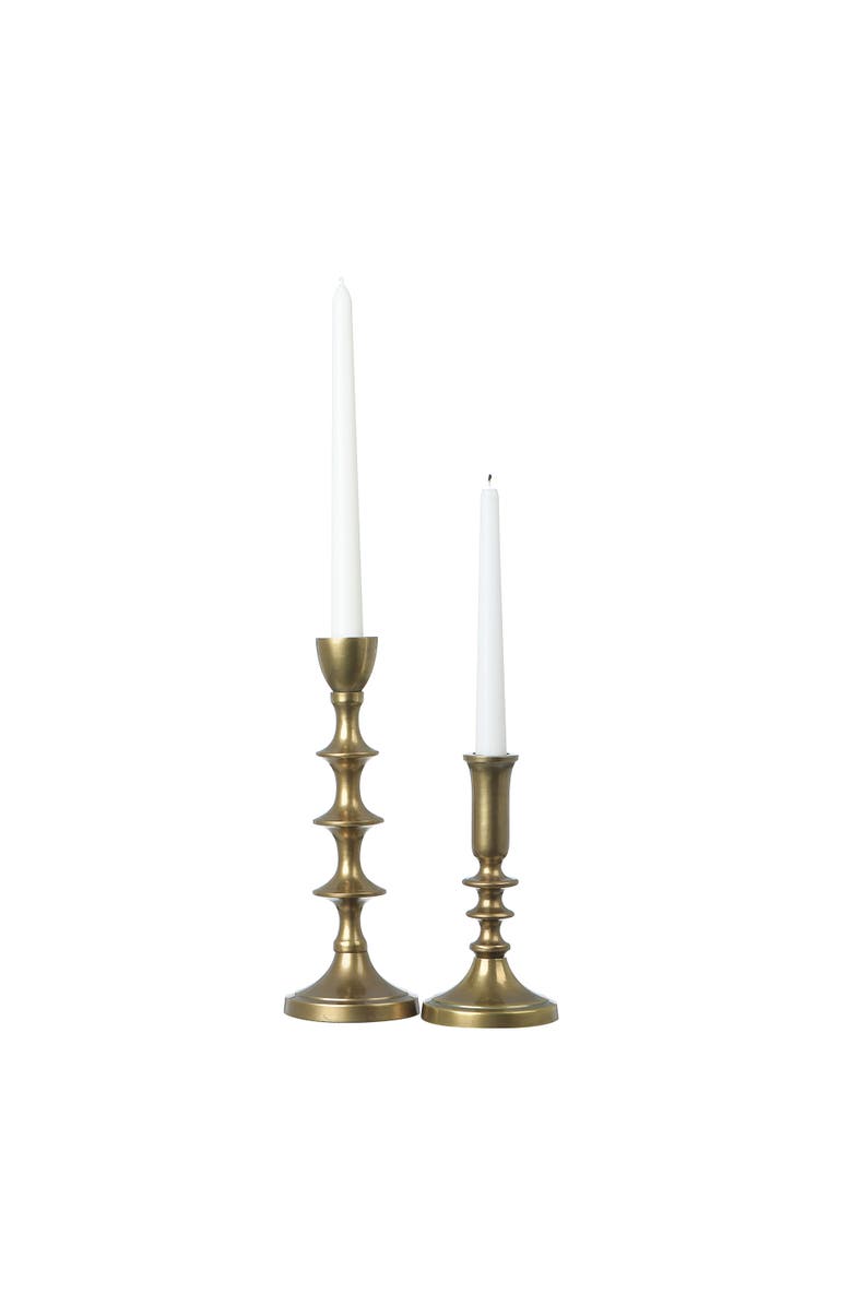 Storied Home Decorative Metal Taper Holders, Gold, Set of 2, Alternate, color, Gold