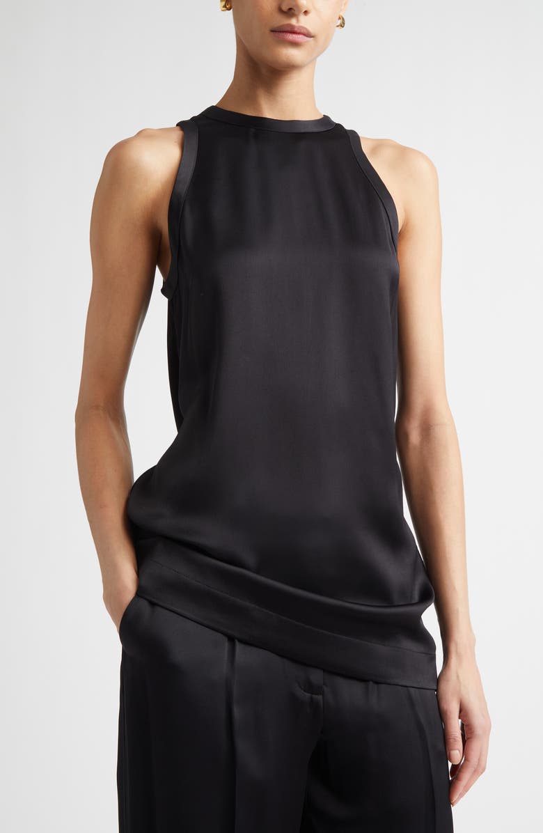 TOTEME Curved Satin Tank, Alternate, color, Black
