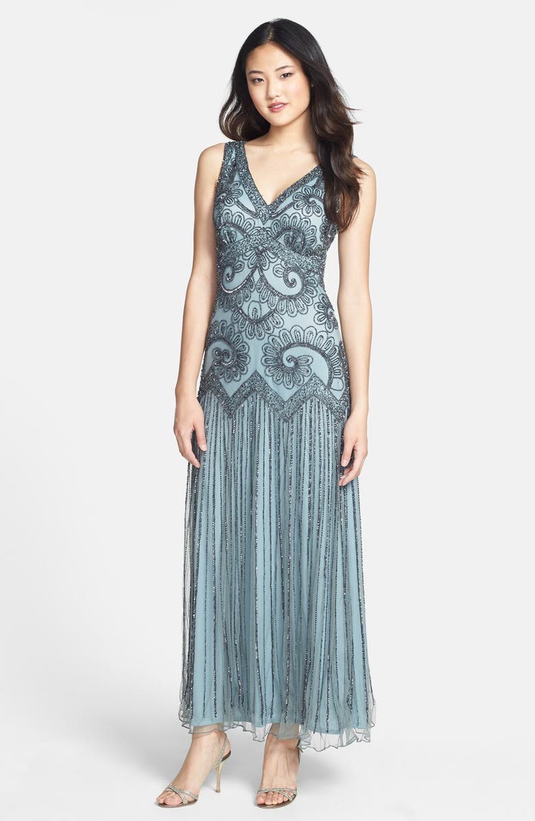 Pisarro Nights Beaded Mesh Gown, Main, color,
