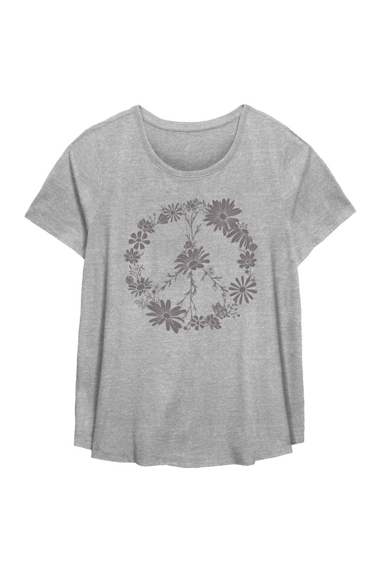 Women's Lost Gods Floral Peace Symbol  Graphic T-Shirt, Main, color, Heather Gray
