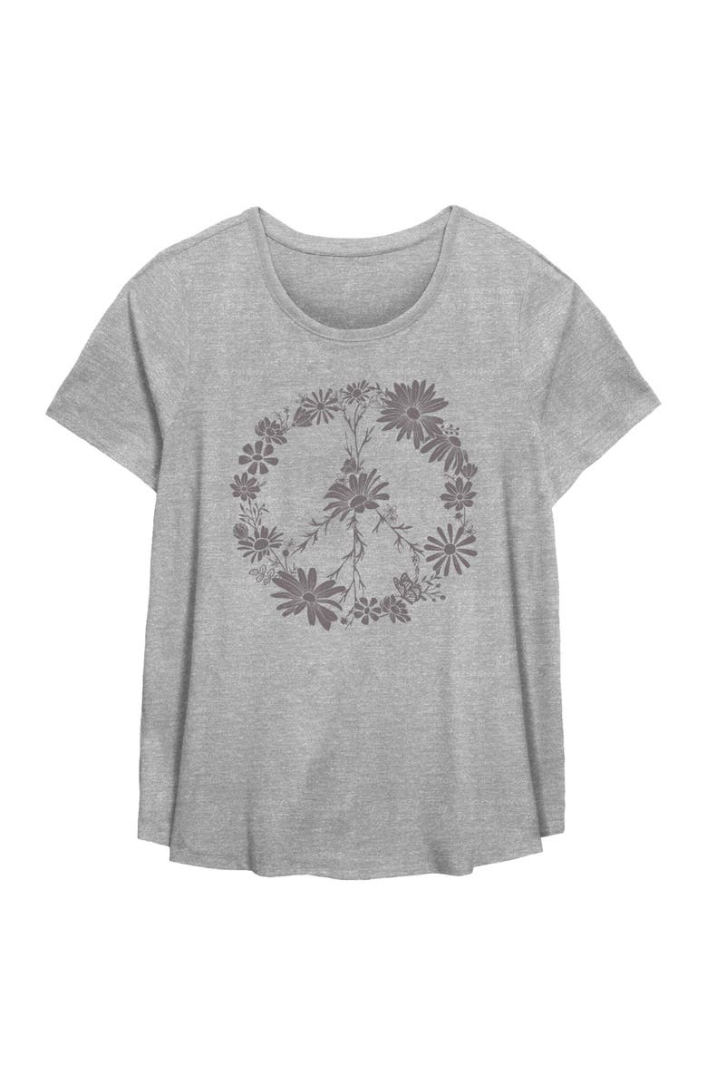 Lost Gods Women's Lost Gods Floral Peace Symbol Graphic T-Shirt, Main, color, Heather Gray