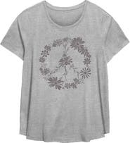 Lost Gods Women's Lost Gods Floral Peace Symbol Graphic T-Shirt