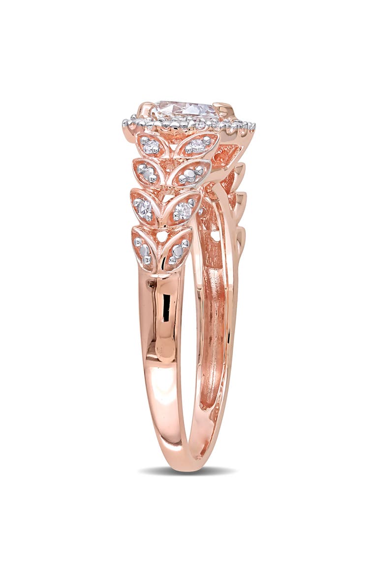 Lab-Created Sapphire & Diamond Heart Ring 10k, Alternate, color, 10k Rose Gold