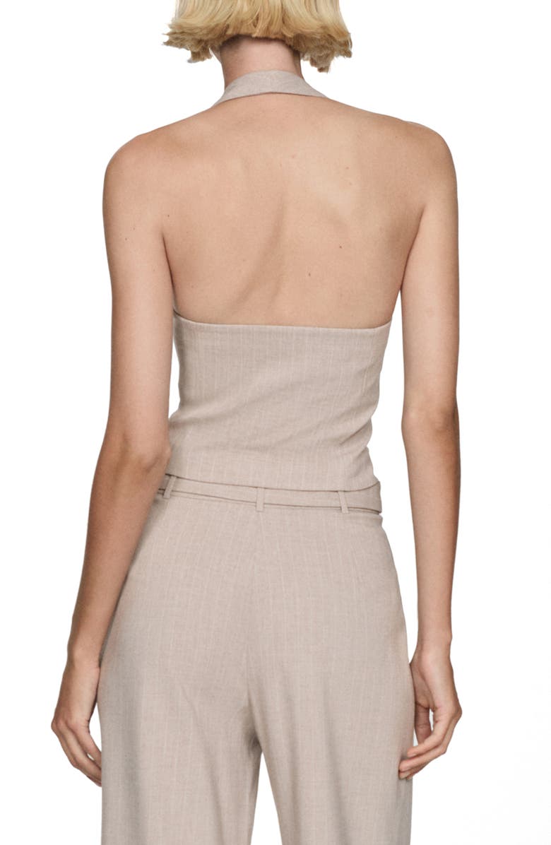 MANGO Pinstripe Halter Vest, Alternate, color, Beige