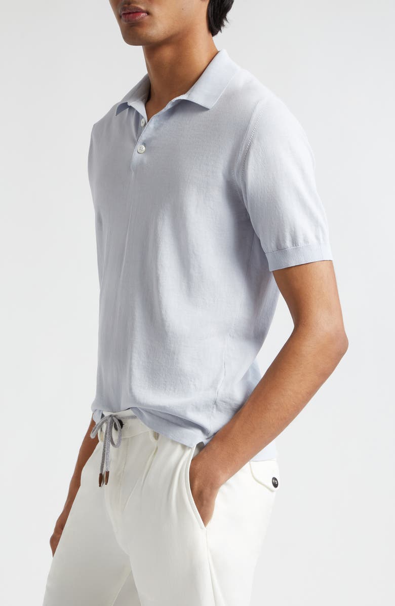 Eleventy Cotton Polo, Alternate, color, Denim