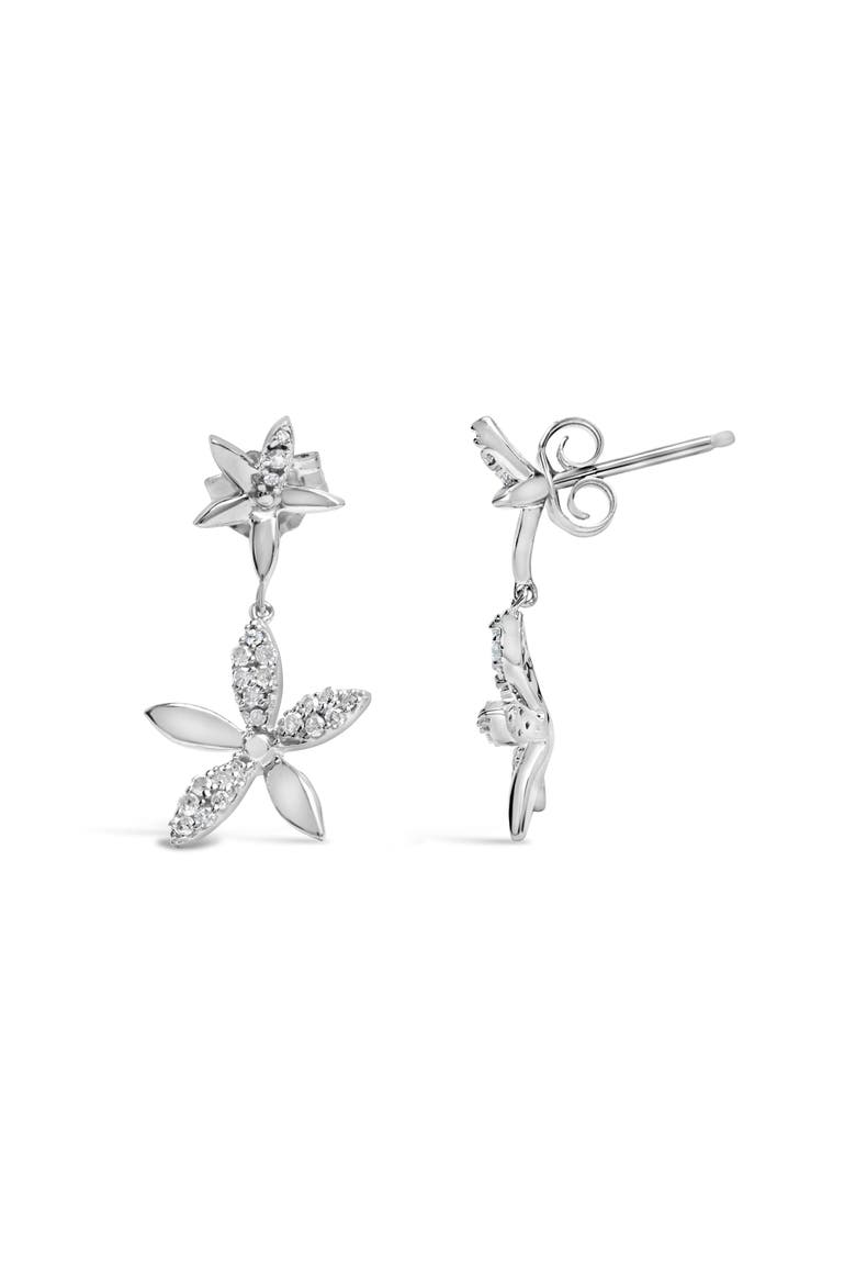 Sterling Silver 1/5 Cttw Diamond Double Star Dangle Earrings, Alternate, color, Silver